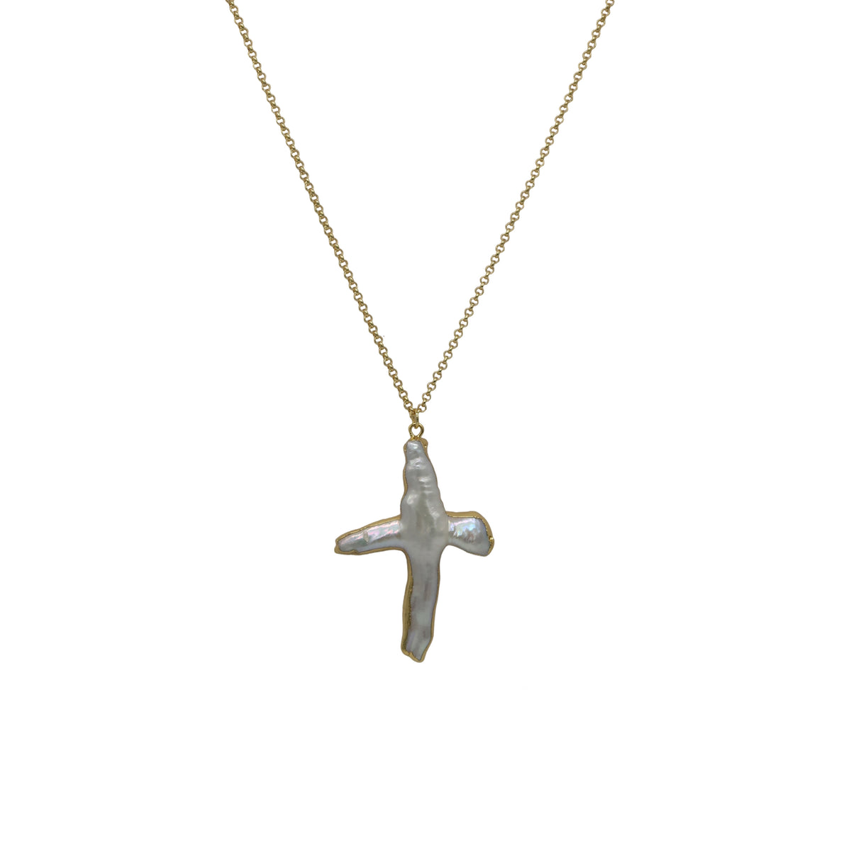 GISELLE PEARL CROSS NECKLACE