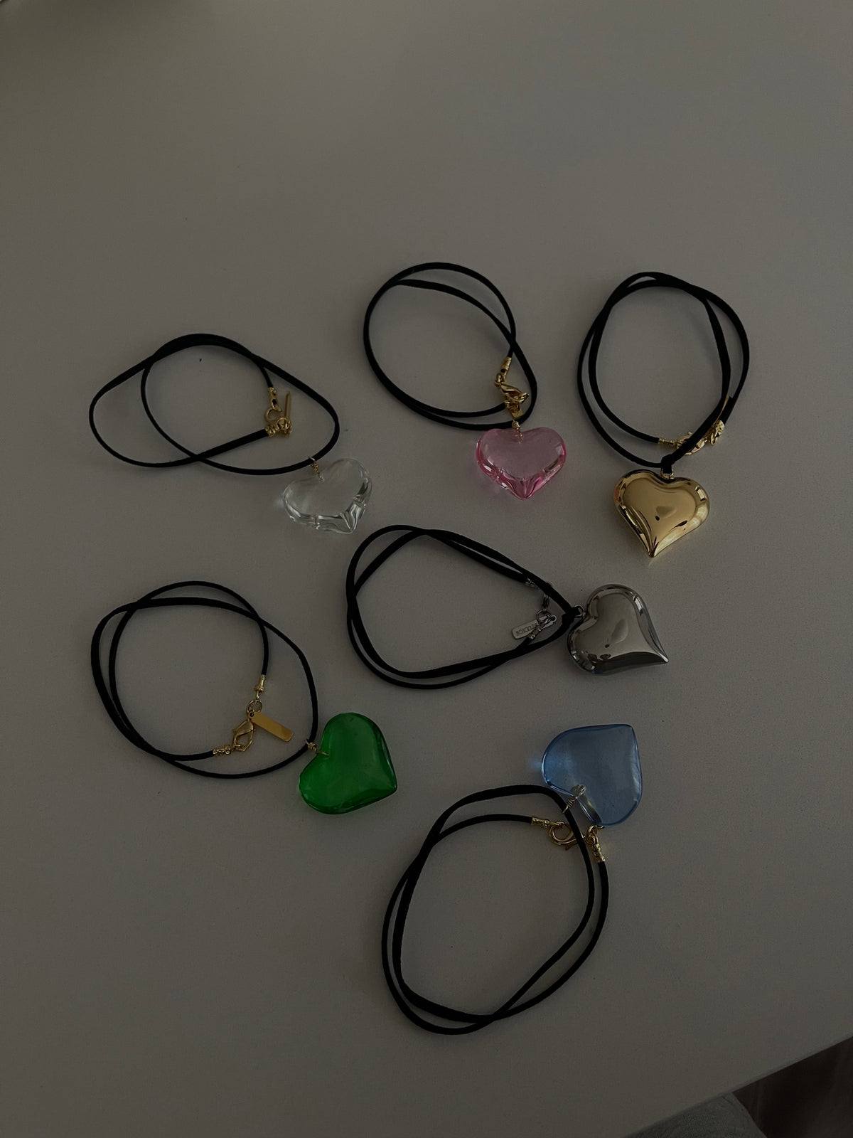 METALLIC PUFFY HEART PENDANT NECKLACE
